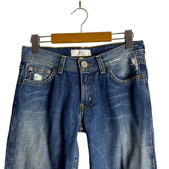 Armani Exchange Women's Viper Stone & Tint Distressed Bootcut Denim Jeans - Picture 2 of 8